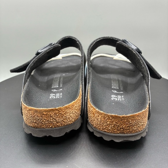 Birkenstock Arizona Split Birko-Flor Sandals Women’s 8 Black White Cork Footbed - Picture 4 of 8